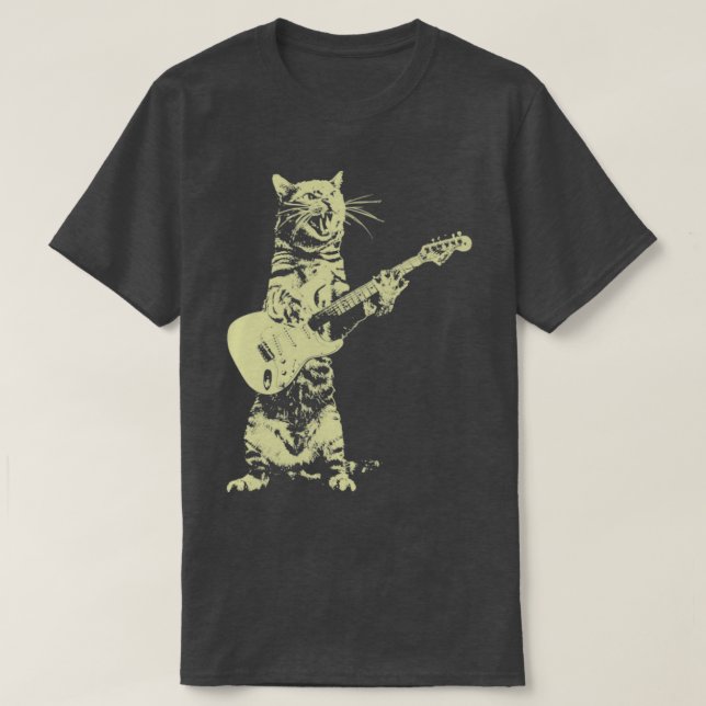 Lönsam CAt Spela Guitar T Shirt (Design framsida)