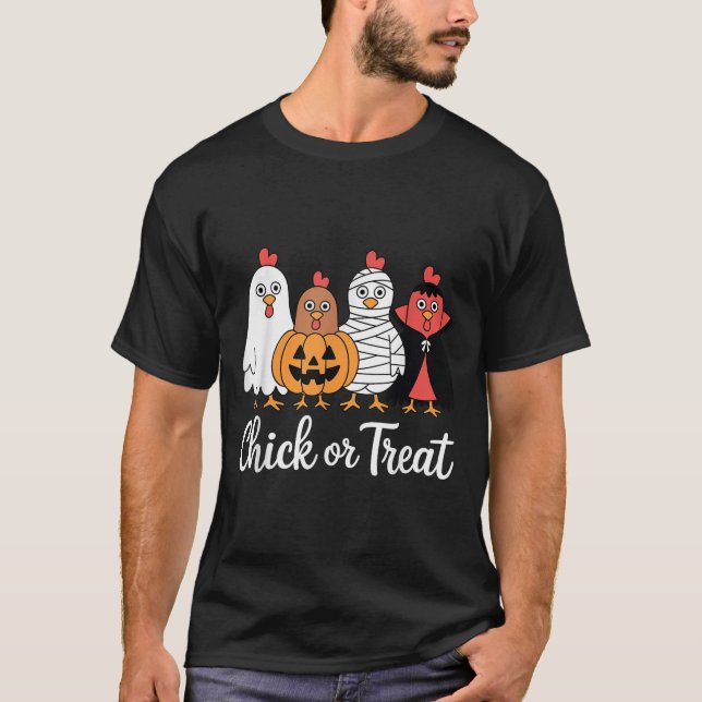 Lönsam Chick eller behandling av Chicken Halloween T Shirt (Framsida)