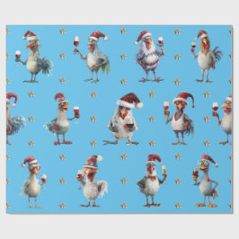 Lönsam Chicken-jul Helgdag Party Blue Presentpapper