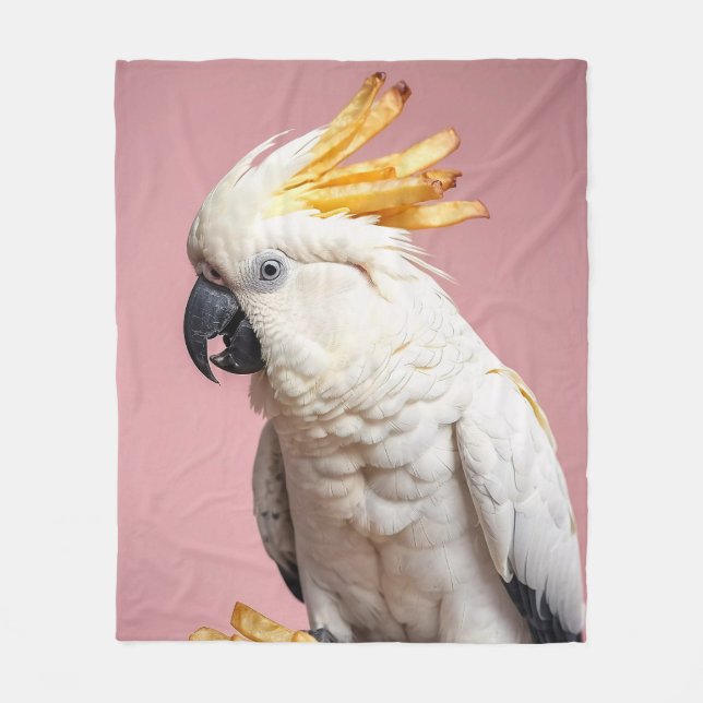 Lönsam Cockatoo med Fransk Fries-Vapensköld Fleecefilt (Framsidan)