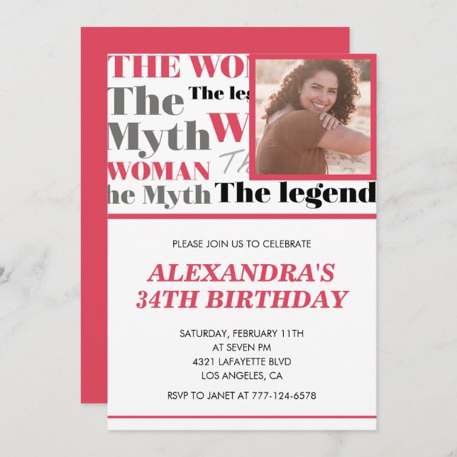 Lönsam Contemporary för 34-årsinbjudan till fotofo Inbjudningar (Fram/baksida)