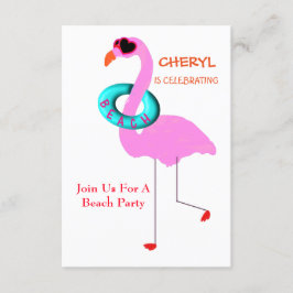 Lönsam Coola i Shades Rosa Flamingo Beach Party Inbjudningar