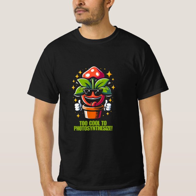 Lönsam Coola Plant med Sunglass och Mushroom Hat. T Shirt (Framsida)