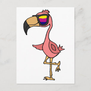 Lönsam Coola Rosa Flamingo Bird med solglasögon Vykort