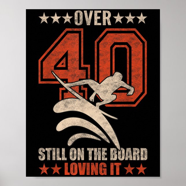 Lönsam Coola Surfer, surfboard 40-årig Surfi Poster (Framsidan)