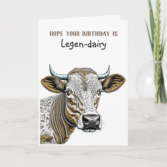 Lönsam Cow Puns Birthday för vem som helst Kort (Framsida)