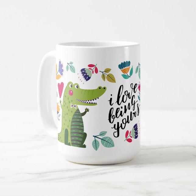 Lönsam Crokodile Valentines Day Gift Kaffemugg (Framsida vänster)