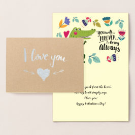 Lönsam Crokodile Valentines Day Real Foil Cards Folierat Kort