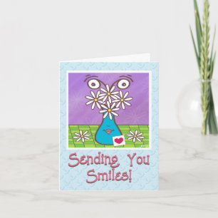 Lönsam Daisy Flower Vas Ansikte tänker på dig Kort