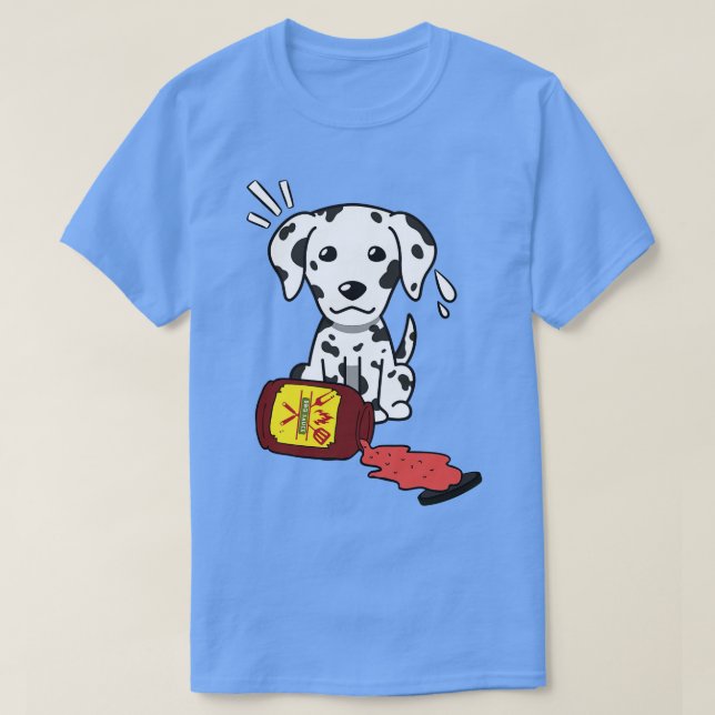 Lönsam Dalmatian Spills a burk i BBQ Sauce T Shirt (Design framsida)