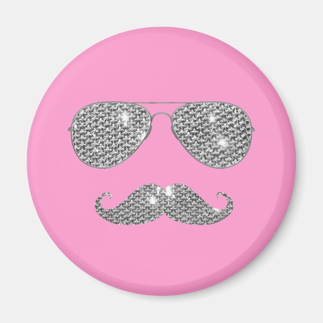 Lönsam Diamond Mustache med glas Magnet (Framsidan)