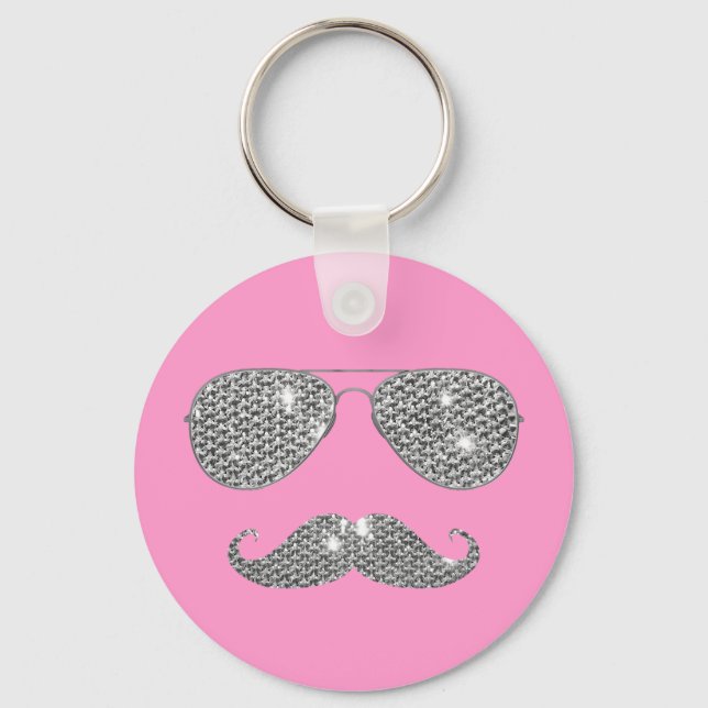 Lönsam Diamond Mustache med glas Nyckelring (Framsida)
