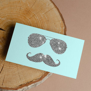 Lönsam Diamond Mustache med glas Visitkort
