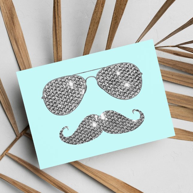 Lönsam Diamond Mustache med glas Vykort (Funny Diamond Mustache With Glasses Postcard )