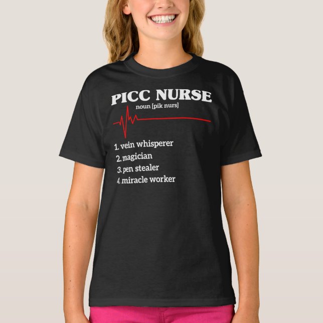 Lönsam digivande Picc Team Nurse Registerad terapi T Shirt (Framsida)