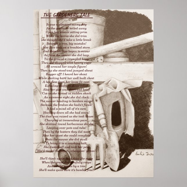 Lönsam dikt i trädgården verktyg för trädgårdsmäst poster (Framsidan)
