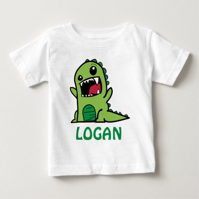 Lönsam dinosaur-tecknad med namn t shirt (Framsida)