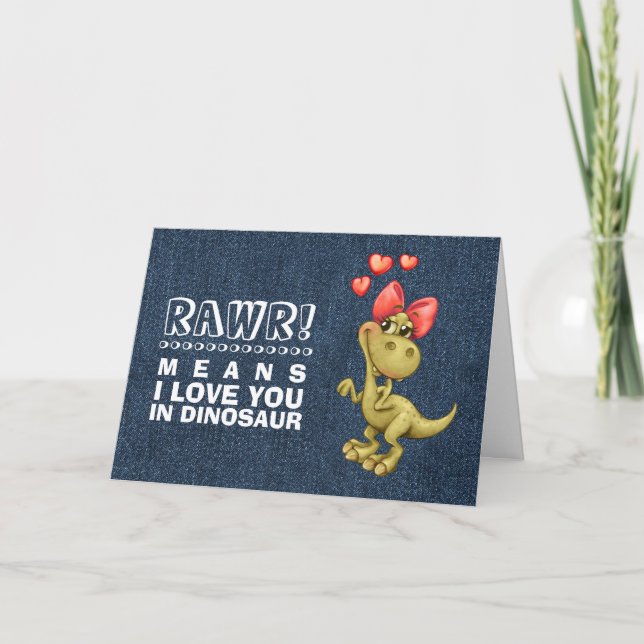Lönsam Dinosaur Valentindag Helgkort (Framsida)