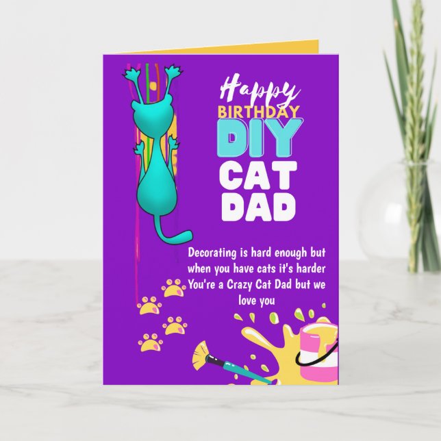 Lönsam DIY CAT PAPPA Birthday - Crazy about Cats M Kort (Framsida)