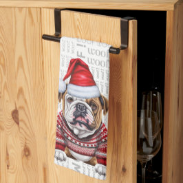 Lönsam Djurälskare Helgdag Bulldog jul Kökshandduk