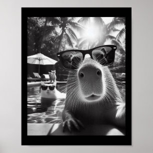 Lönsam djursimning Bassäng Capybara Selfie med ca Poster