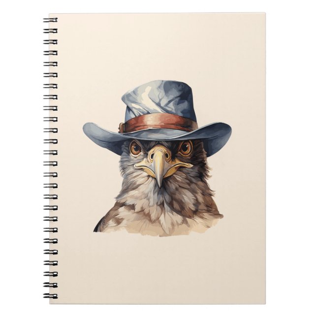 Lönsam duva med cowboyhatt, vattenfärg anteckningsbok (Framsidan)