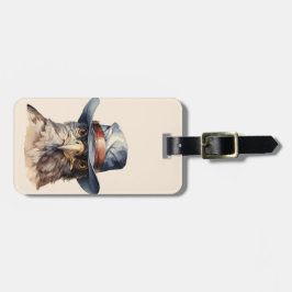 Lönsam duva med cowboyhatt, vattenfärg bagagebricka