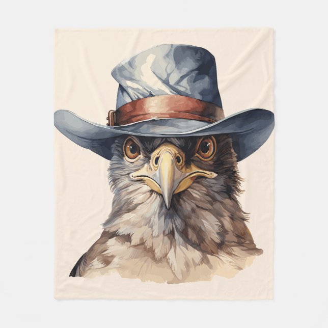 Lönsam duva med cowboyhatt, vattenfärg fleecefilt (Framsidan)