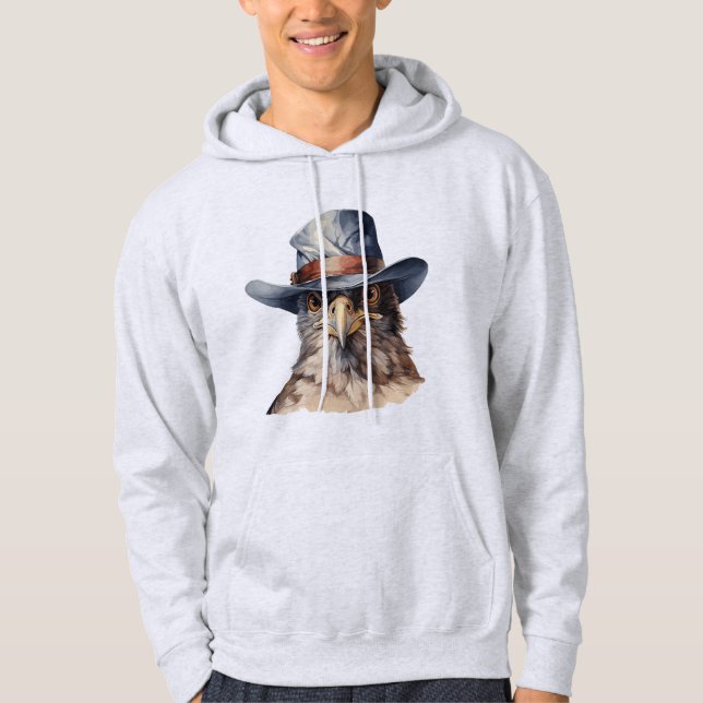 Lönsam duva med cowboyhatt, vattenfärg hoodie (Framsida)