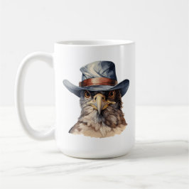 Lönsam duva med cowboyhatt, vattenfärg kaffemugg