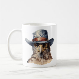 Lönsam duva med cowboyhatt, vattenfärg kaffemugg