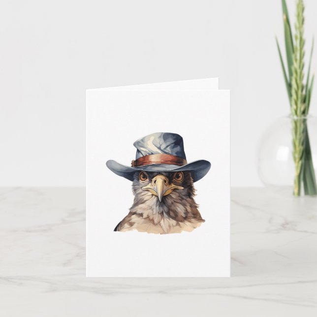 Lönsam duva med cowboyhatt, vattenfärg kort (Framsida)
