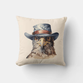 Lönsam duva med cowboyhatt, vattenfärg kudde