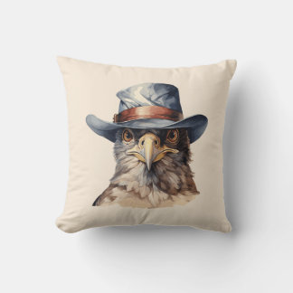 Lönsam duva med cowboyhatt, vattenfärg kudde