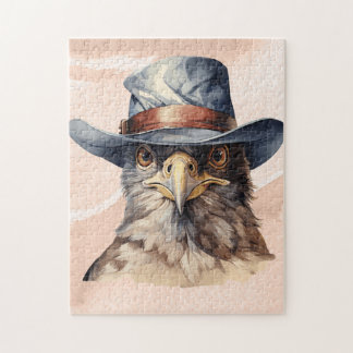 Lönsam duva med cowboyhatt, vattenfärg pussel