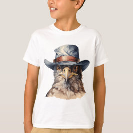 Lönsam duva med cowboyhatt, vattenfärg t shirt