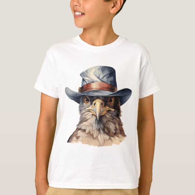 Lönsam duva med cowboyhatt, vattenfärg t shirt (Framsida)