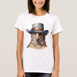 Lönsam duva med cowboyhatt, vattenfärg t shirt