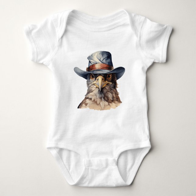 Lönsam duva med cowboyhatt, vattenfärg t shirt (Framsida)