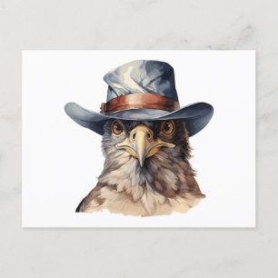 Lönsam duva med cowboyhatt, vattenfärg vykort