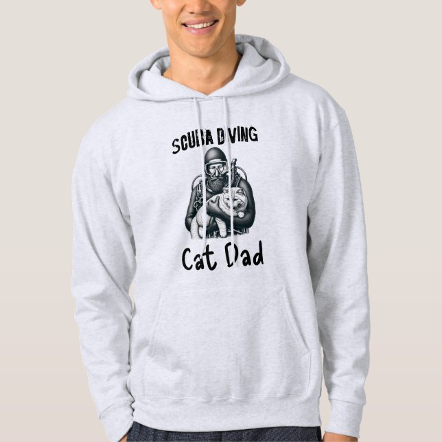 Lönsam Dyka Cat Pappa Black på vit Hoodie (Framsida)