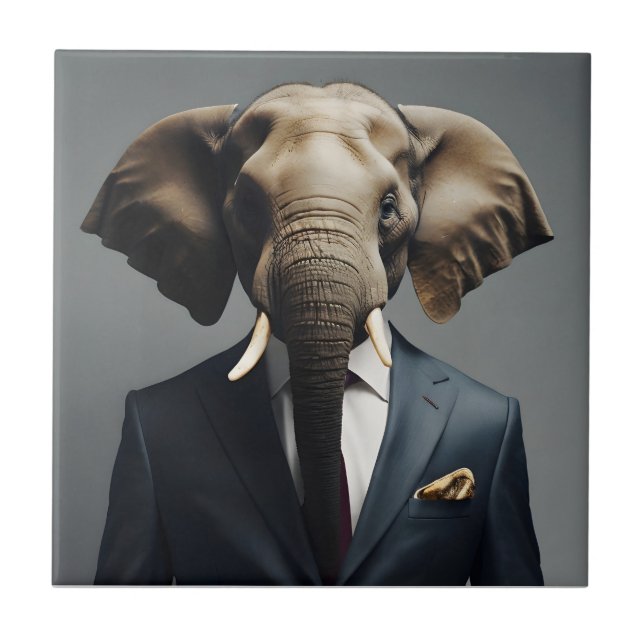 Lönsam elefant i kostym kakelplatta (Framsidan)