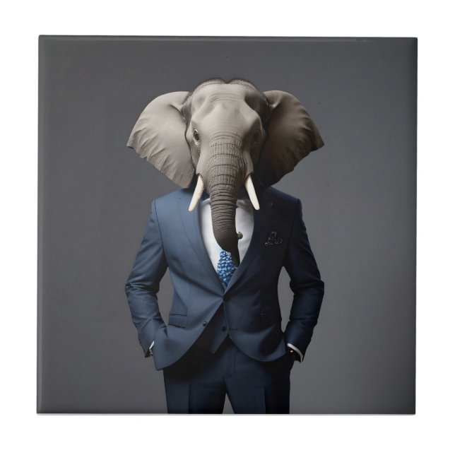 Lönsam elefant i kostym kakelplatta (Framsidan)