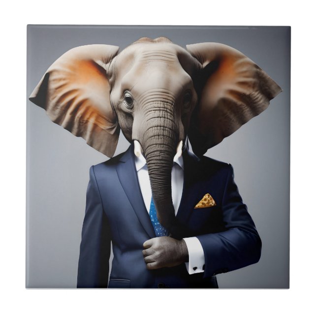 Lönsam elefant i kostym kakelplatta (Framsidan)