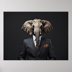 Lönsam elefant i kostym poster