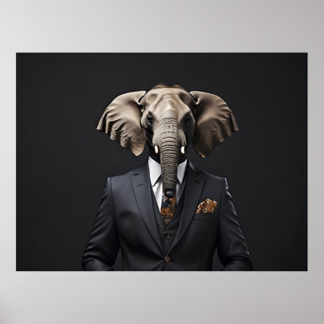 Lönsam elefant i kostym poster (Framsidan)