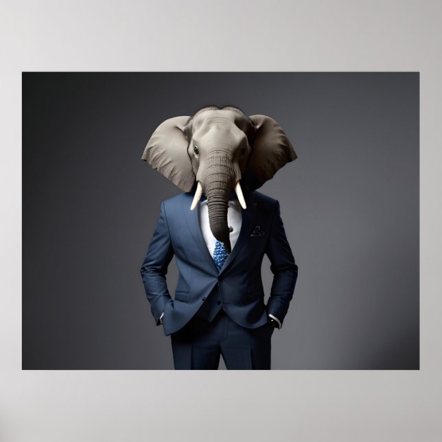 Lönsam elefant i kostym poster (Framsidan)