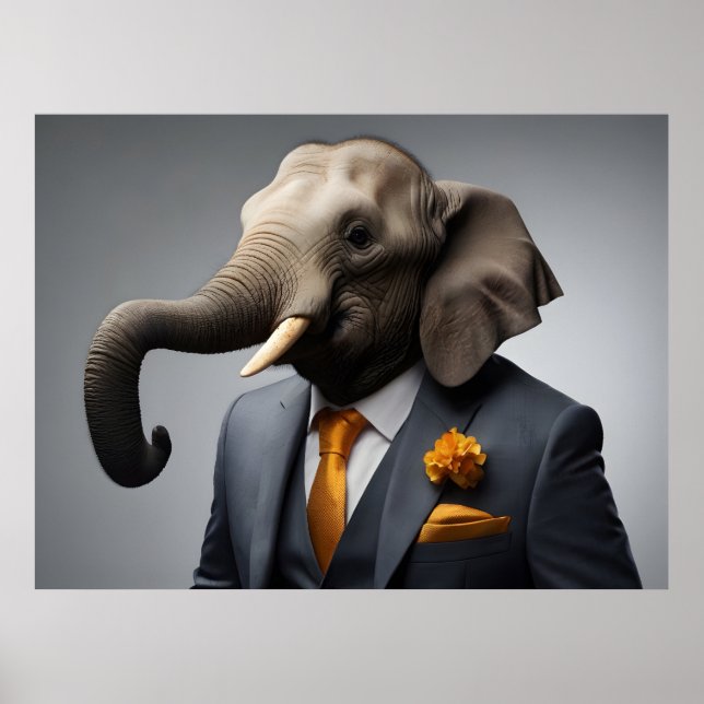 Lönsam elefant i kostym poster (Framsidan)