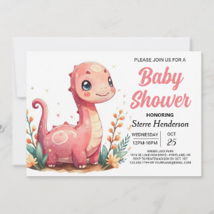 Lönsam Elegant Anpassningsbar Dinosaur Girl Baby S Inbjudningar