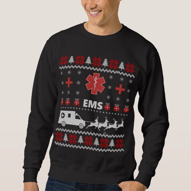 Lönsam EMS Paramedical Ugly jul Sweater Gift Lång Ärmad Tröja (Framsida)